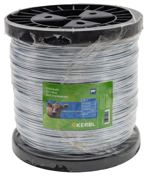 Drut ocynkowany do ogrodzeń elektrycznych, mała szpula, 2,0 mm, 500 m, Kerbl