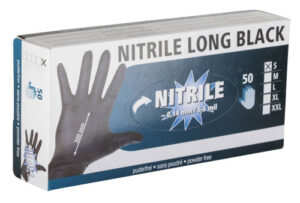 Rękawice Nitrile Long Black, czarne, 50 szt., Kerbl M