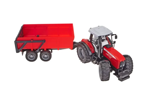 Ciągnik Massey Ferguson 7480 z ładowaczem czołowym i przyczepą do drewna