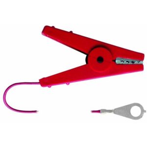 Przewód przyłączeniowy ogrodzenia z zaciskiem szczękowym, czerwony